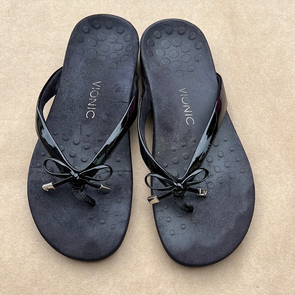 Vionic Bella Toe Post Sandal Black Size 12